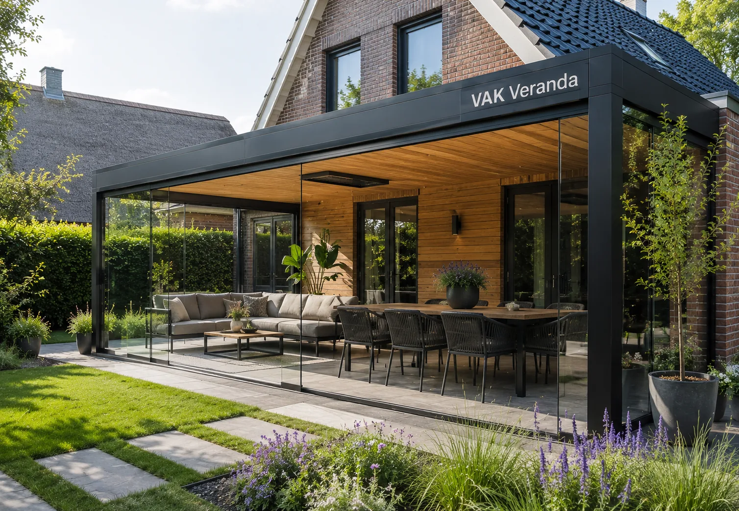 Strakke achtertuin overkapping