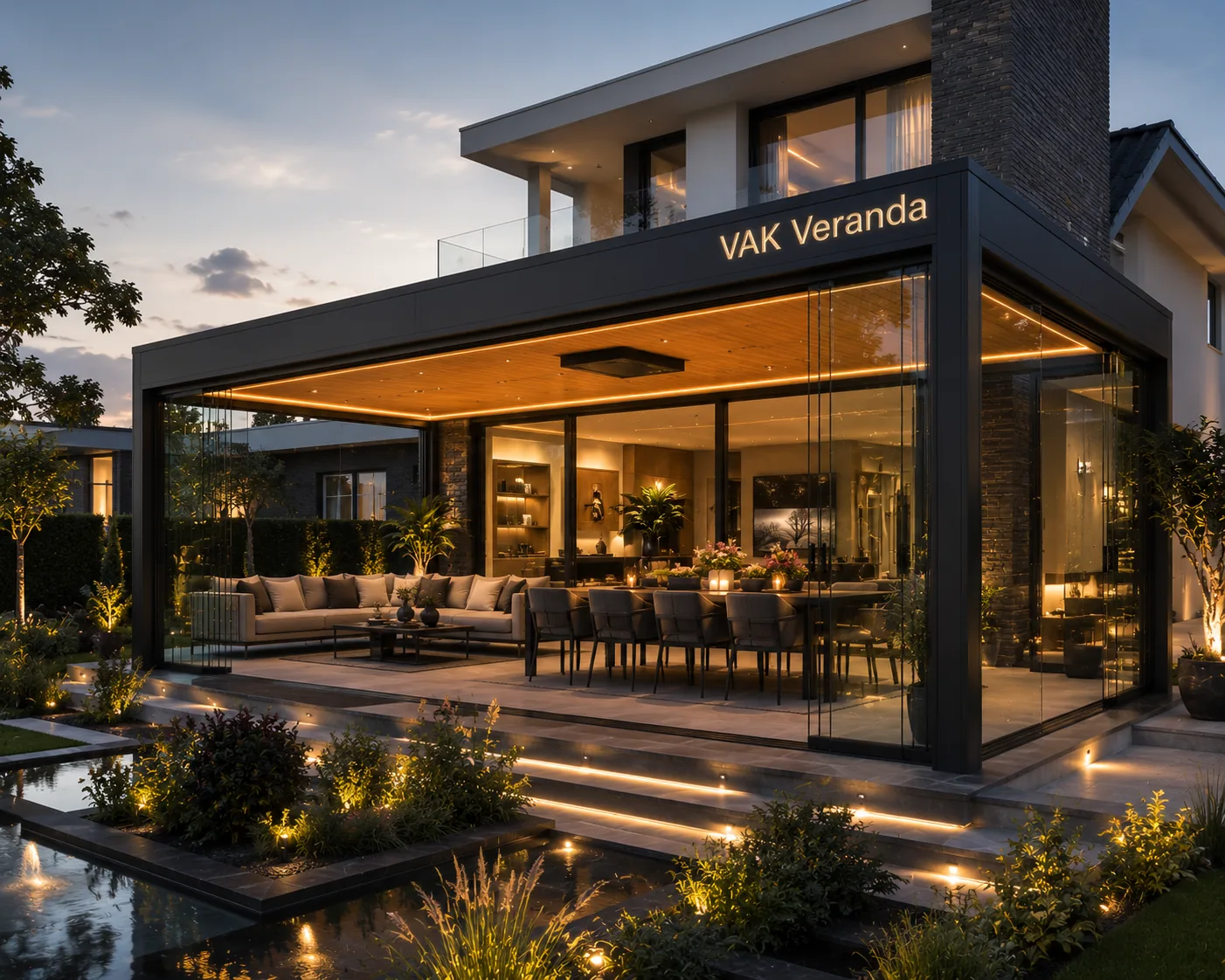 Luxe terrasoverkapping met LED